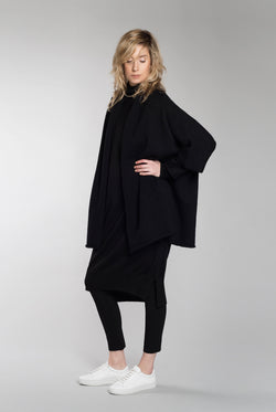 SHAWL COLLAR OVERCOAT black / charcoal