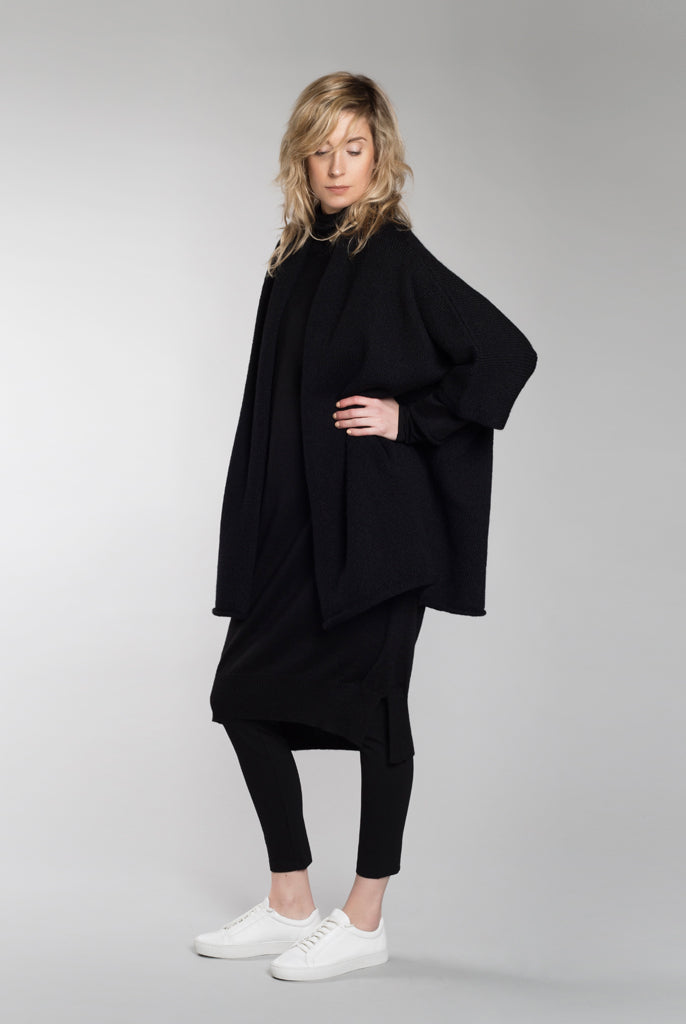 SHAWL COLLAR OVERCOAT black / charcoal – STUDIO FFORM