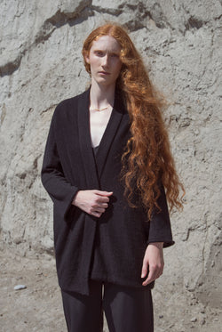 WIDE CARDIGAN black